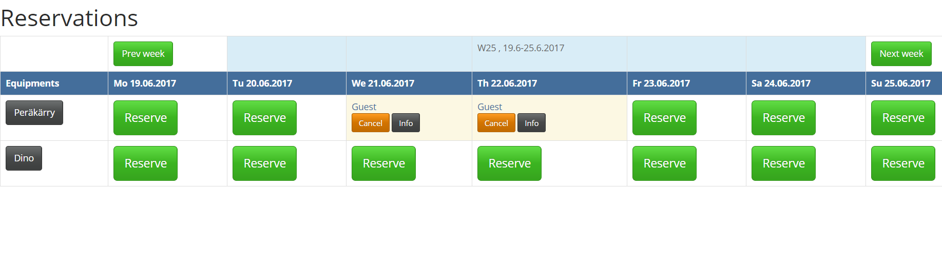 Equipment Reservation  Tool Home Page